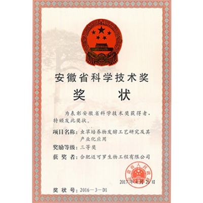 安徽省科学技术奖 三等奖